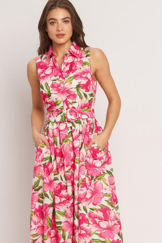 PINK PARADISE WOVEN MIDI DRESS - Glamourous Grace