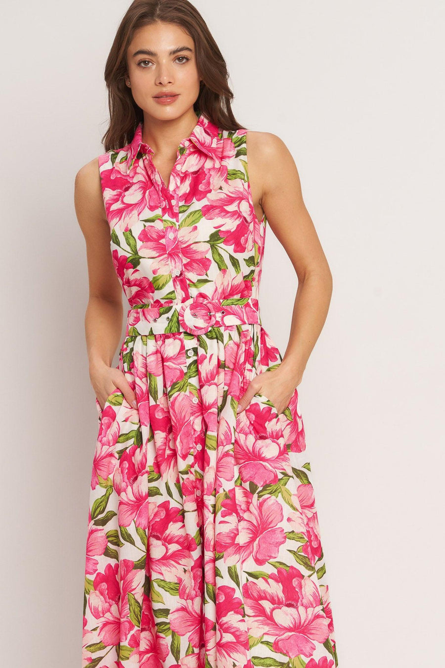 PINK PARADISE WOVEN MIDI DRESS - Glamourous Grace