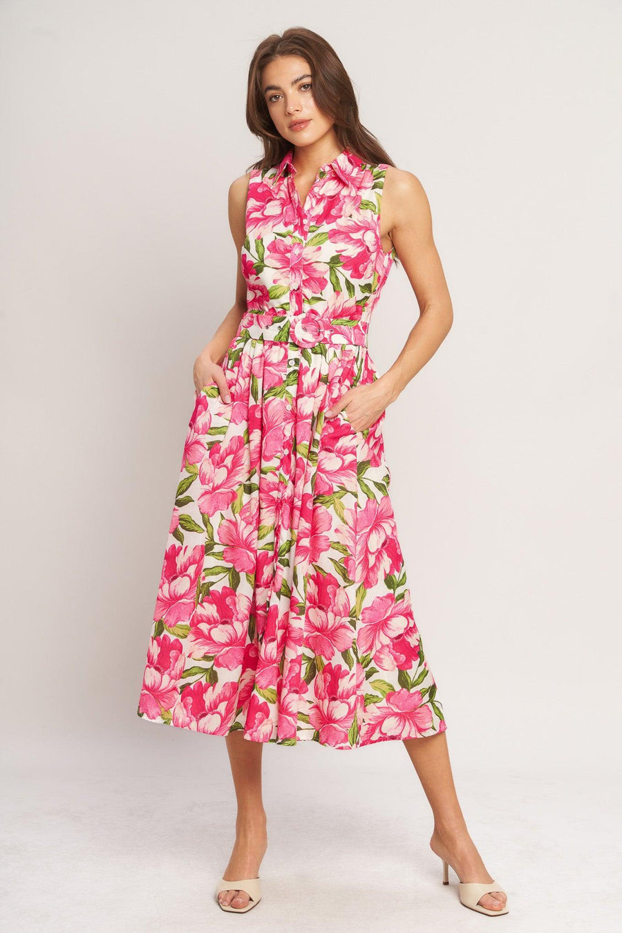 PINK PARADISE WOVEN MIDI DRESS - Glamourous Grace