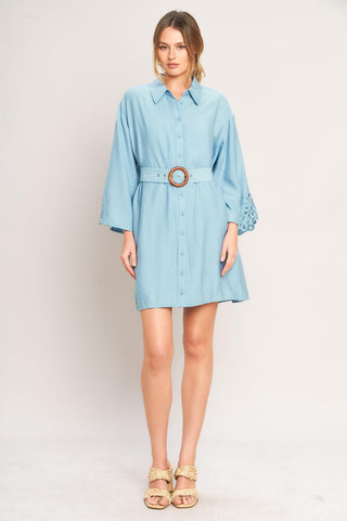 AZURE COAST WOVEN MINI DRESS - Glamourous Grace