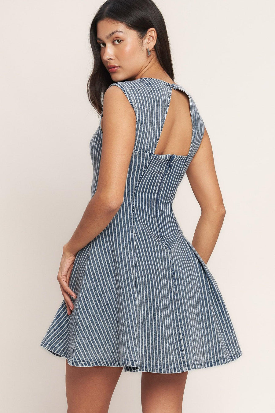 PERFECTLY PLANNED STRIPED DENIM MINI DRESS - Glamourous Grace