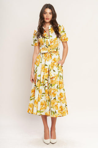 UPLIFTING PALETTE WOVEN MIDI DRESS - Glamourous Grace