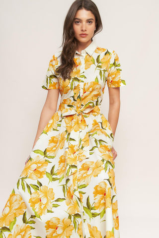 UPLIFTING PALETTE WOVEN MIDI DRESS - Glamourous Grace