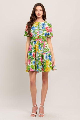 SUNSHINE IN FULL BLOOM WOVEN MINI DRESS - Glamourous Grace
