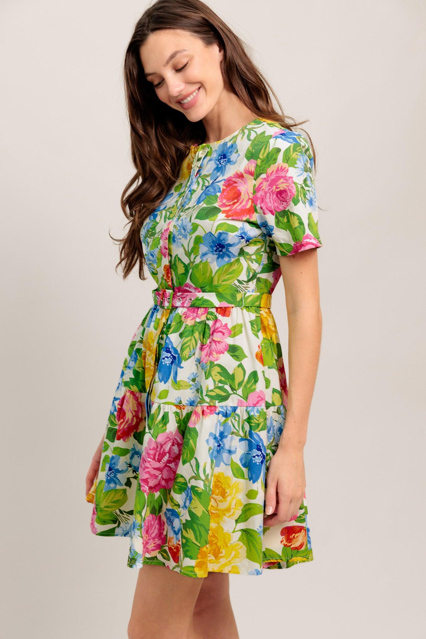 SUNSHINE IN FULL BLOOM WOVEN MINI DRESS - Glamourous Grace