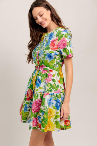 SUNSHINE IN FULL BLOOM WOVEN MINI DRESS - Glamourous Grace