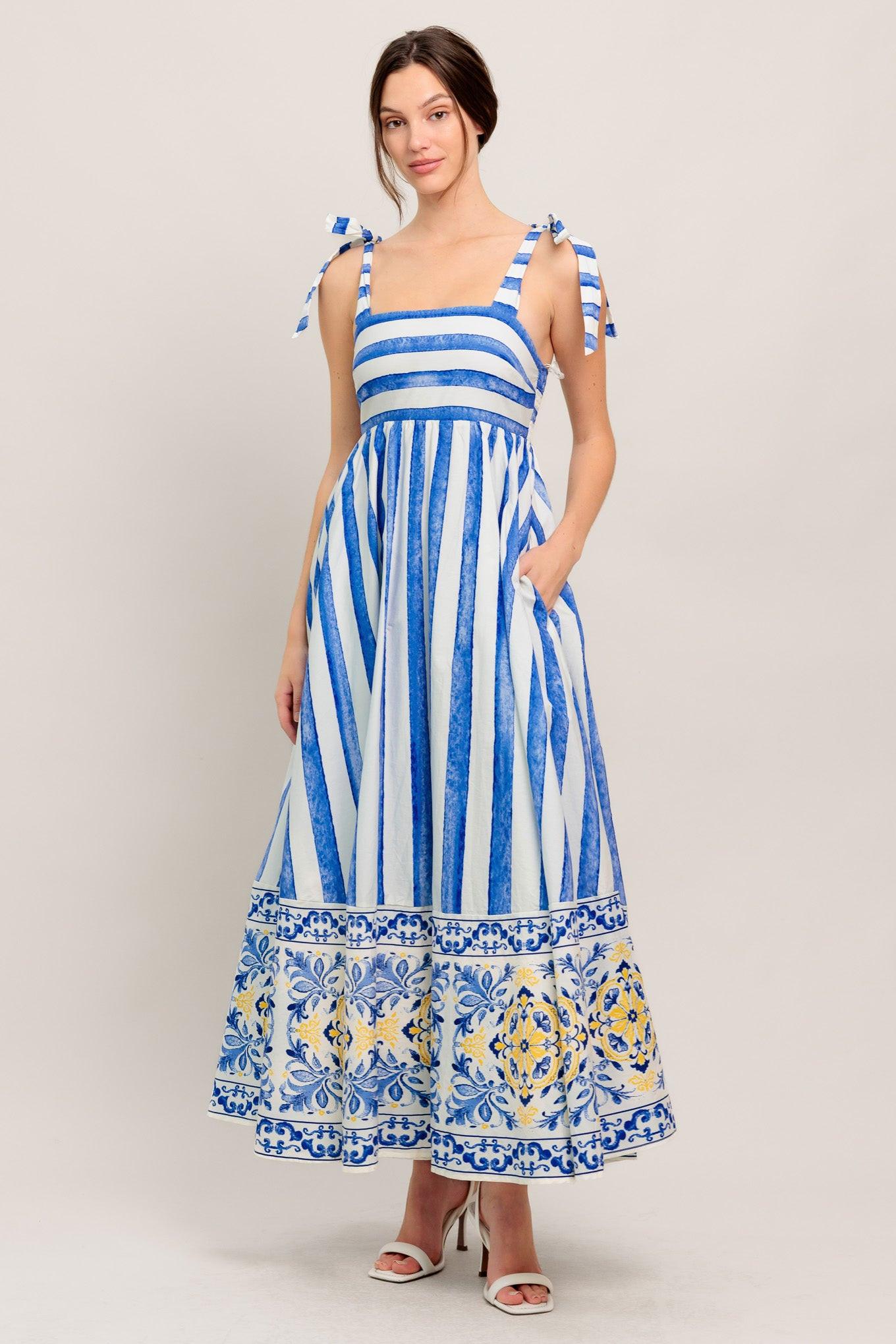 BLUE HORIZON BEAUTY WOVEN MIDI DRESS - Glamourous Grace