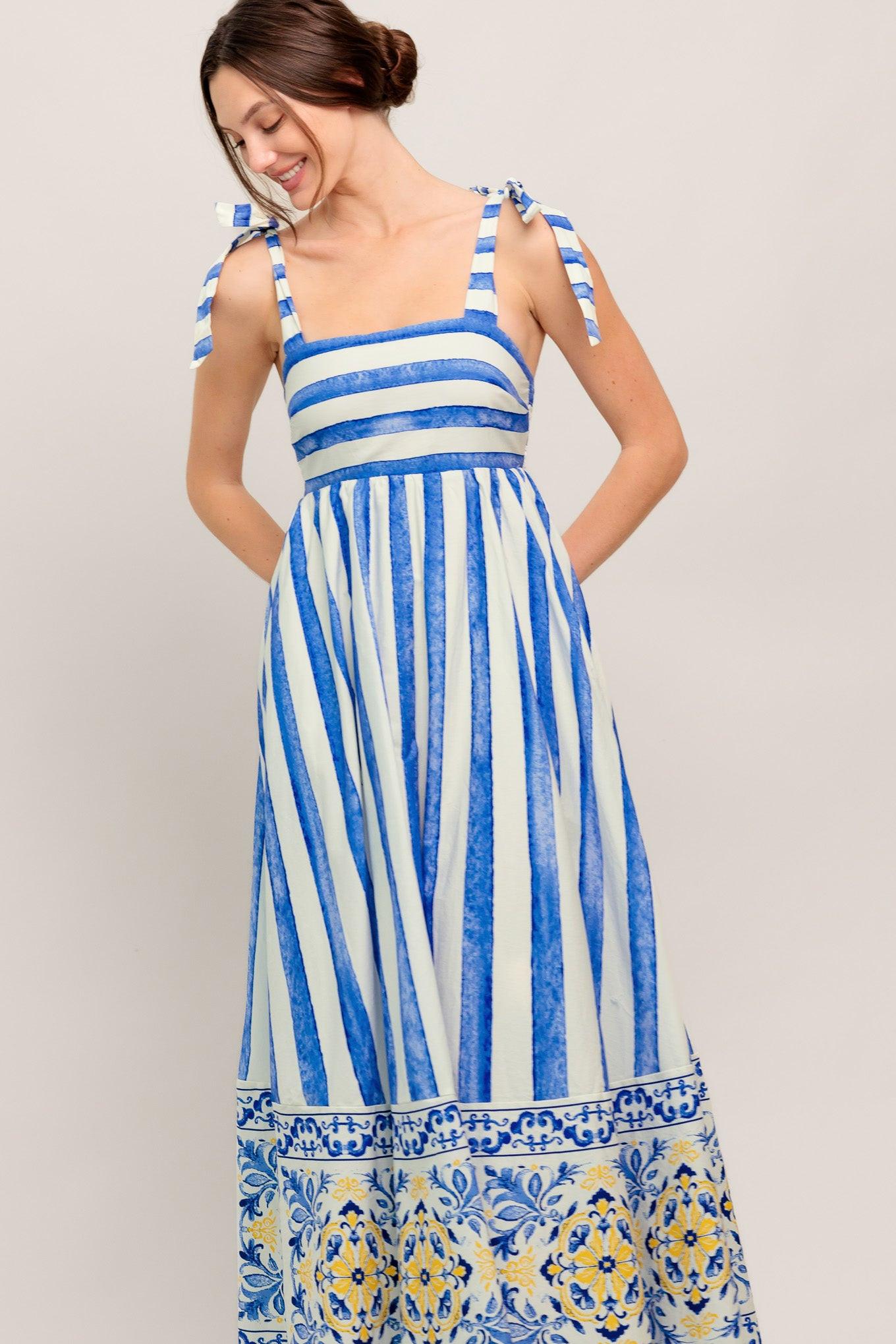 BLUE HORIZON BEAUTY WOVEN MIDI DRESS - Glamourous Grace