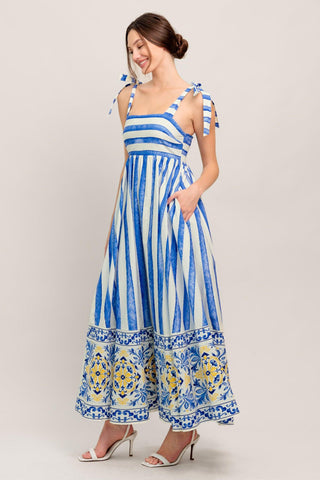 BLUE HORIZON BEAUTY WOVEN MIDI DRESS - Glamourous Grace