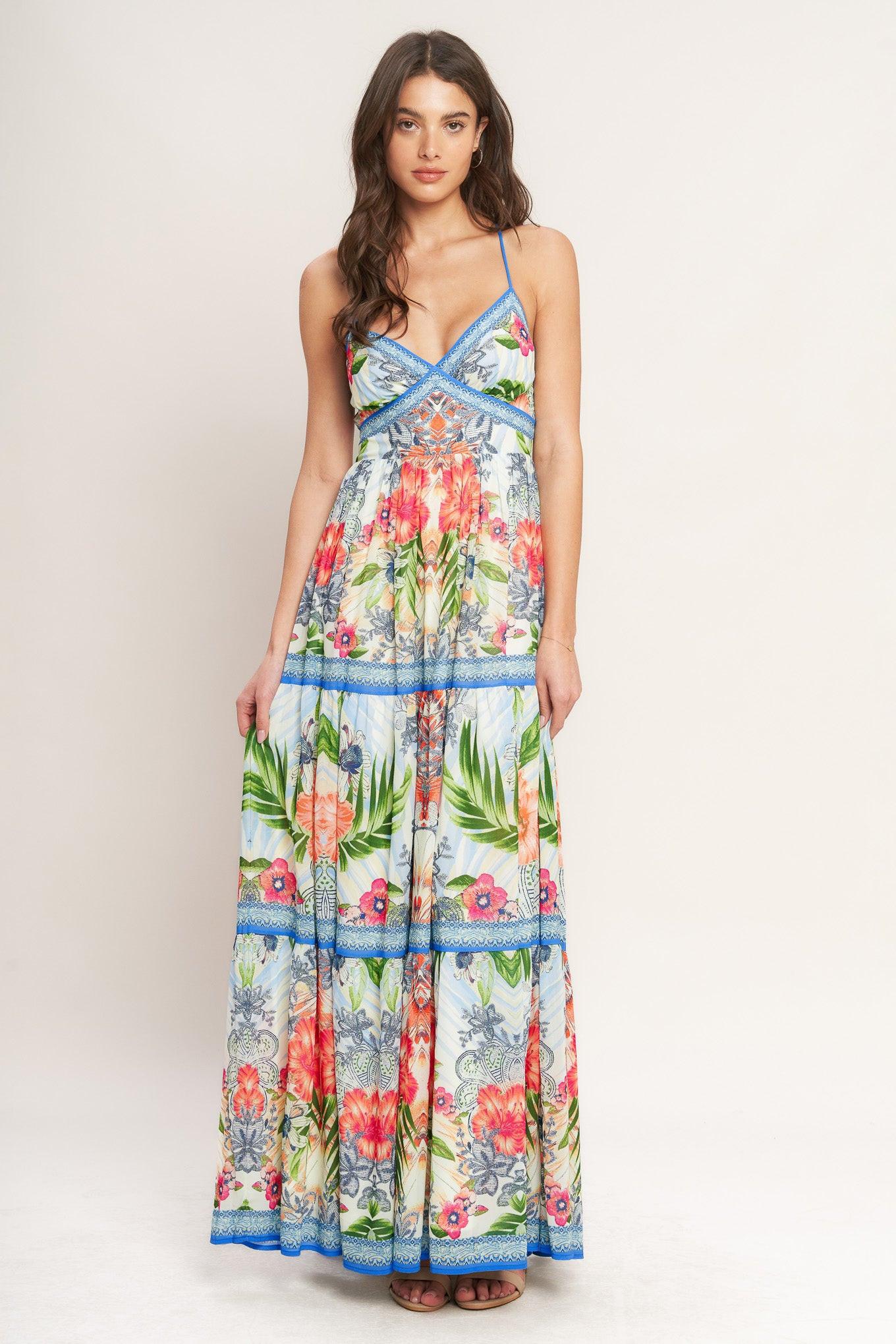 FRESH BOTANICAL SCALE WOVEN MAXI DRESS - Glamourous Grace