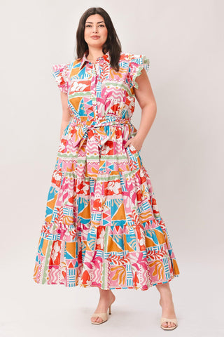 RIVIERA MOSAIC WOVEN MIDI DRESS - Glamourous Grace