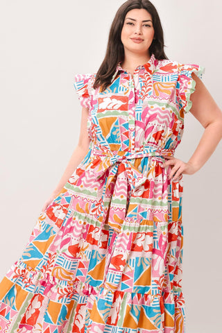 RIVIERA MOSAIC WOVEN MIDI DRESS - Glamourous Grace