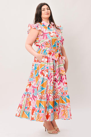RIVIERA MOSAIC WOVEN MIDI DRESS - Glamourous Grace