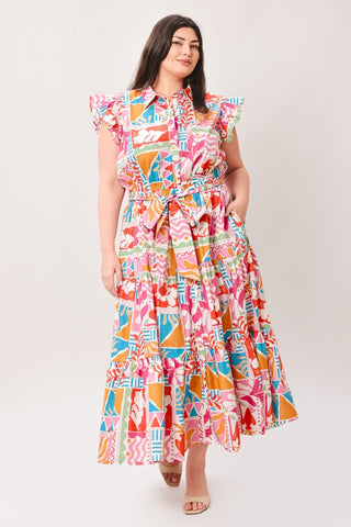 RIVIERA MOSAIC WOVEN MIDI DRESS - Glamourous Grace