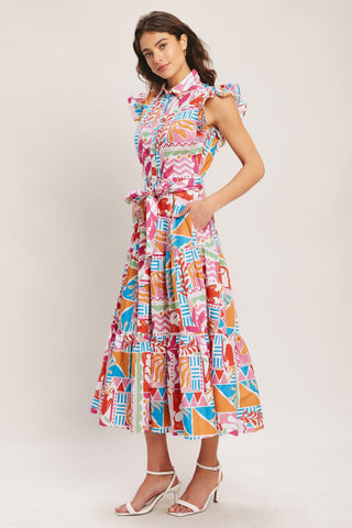 RIVIERA MOSAIC WOVEN MIDI DRESS - Glamourous Grace