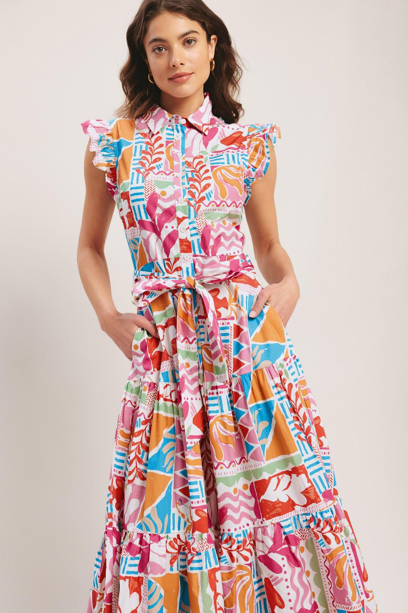 RIVIERA MOSAIC WOVEN MIDI DRESS - Glamourous Grace