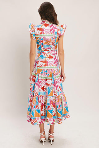 RIVIERA MOSAIC WOVEN MIDI DRESS - Glamourous Grace