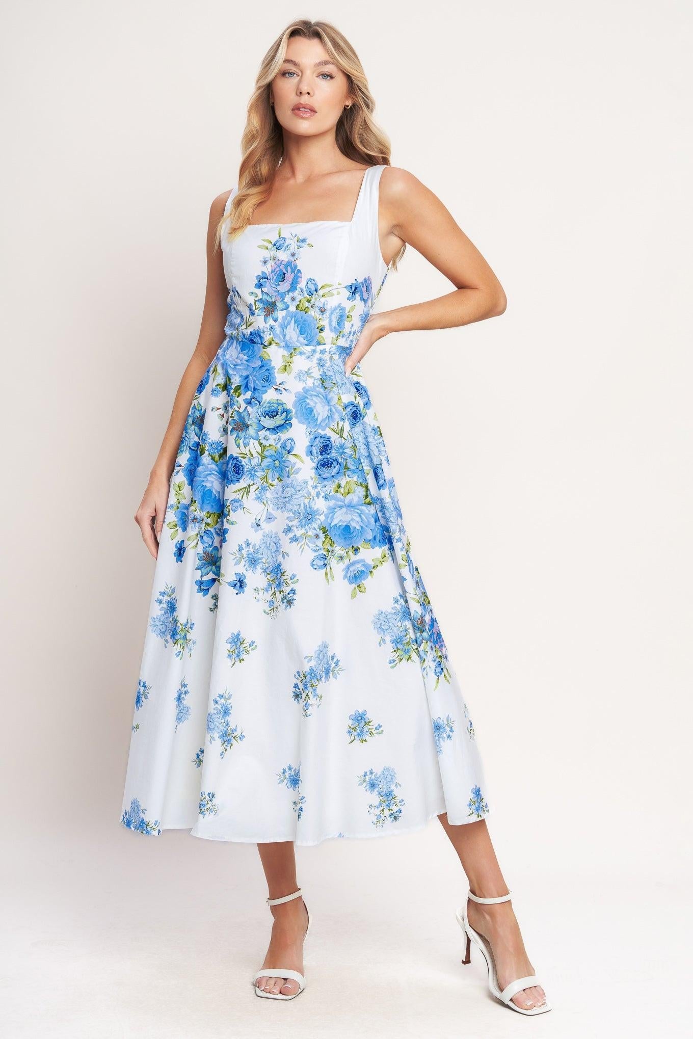 CLASSIC BLOOM DAY WOVEN MIDI DRESS - Glamourous Grace LLC