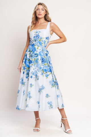 CLASSIC BLOOM DAY WOVEN MIDI DRESS - Glamourous Grace LLC