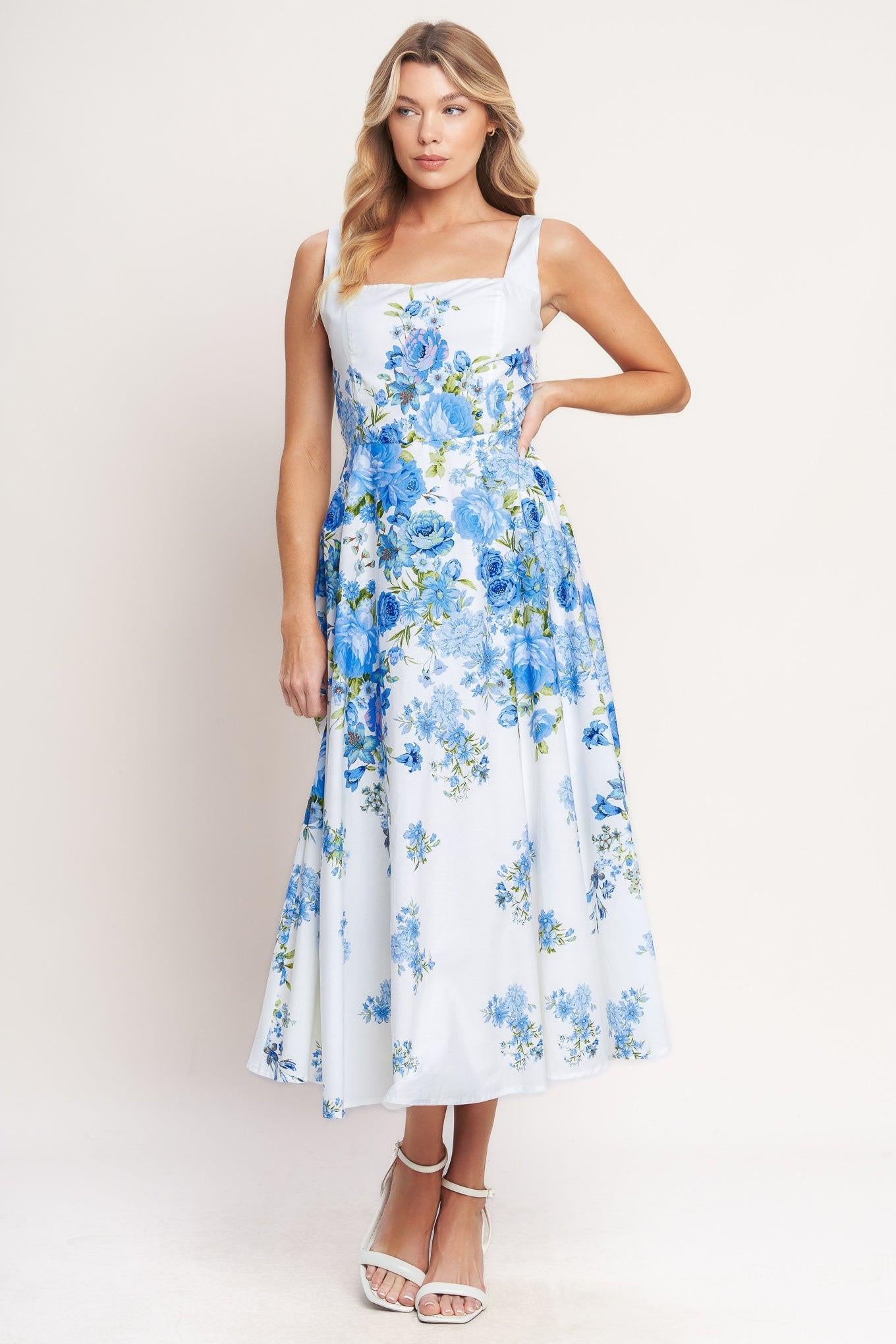 CLASSIC BLOOM DAY WOVEN MIDI DRESS - Glamourous Grace LLC