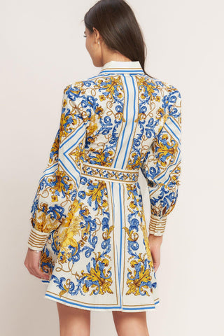 ROYAL CONTRAST PALETTE WOVEN MINI DRESS