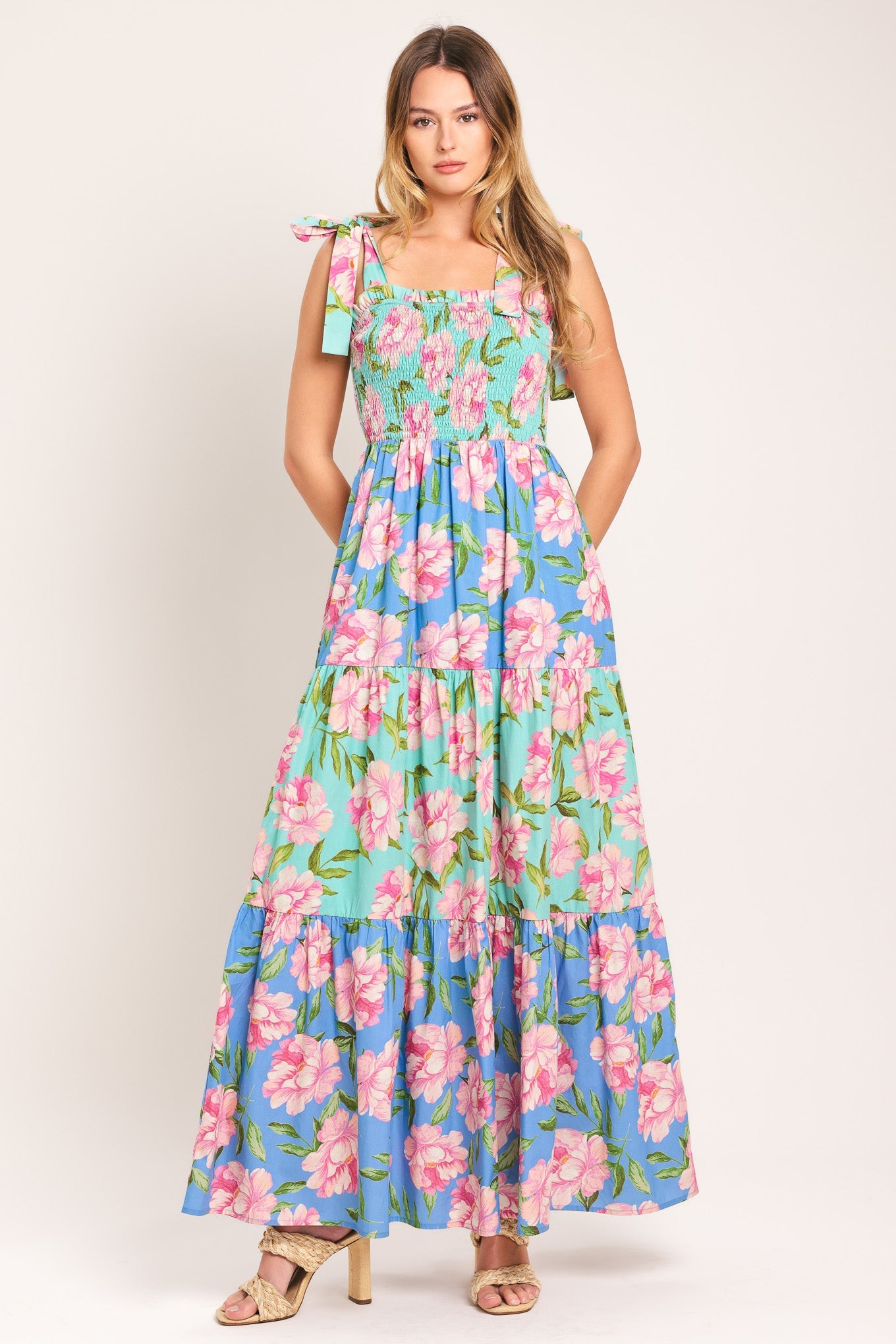 PASTEL GLOW WOVEN MAXI DRESS - Glamourous Grace