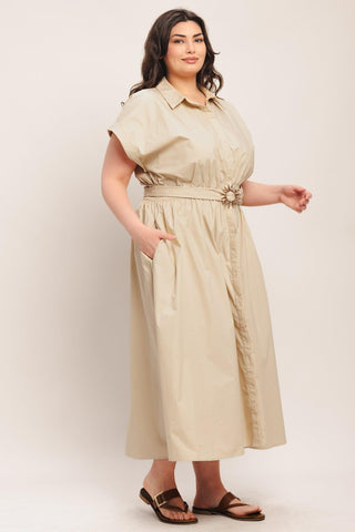 BARE ELEGANCE WOVEN MIDI DRESS - Glamourous Grace