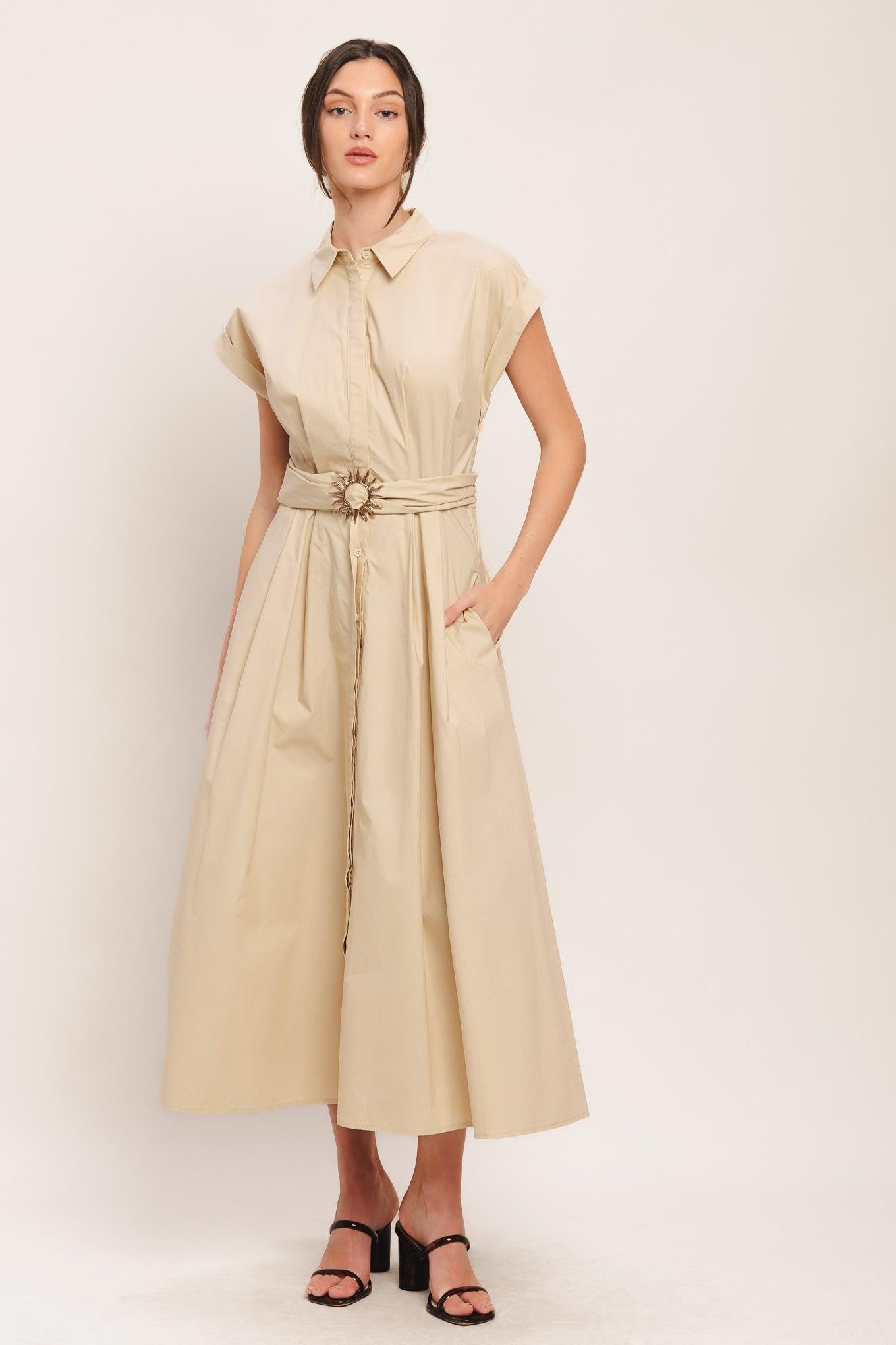 BARE ELEGANCE WOVEN MIDI DRESS - Glamourous Grace