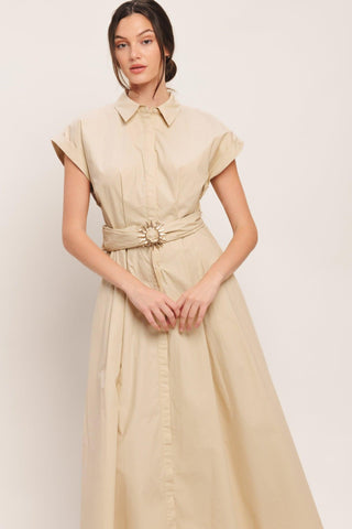 BARE ELEGANCE WOVEN MIDI DRESS - Glamourous Grace