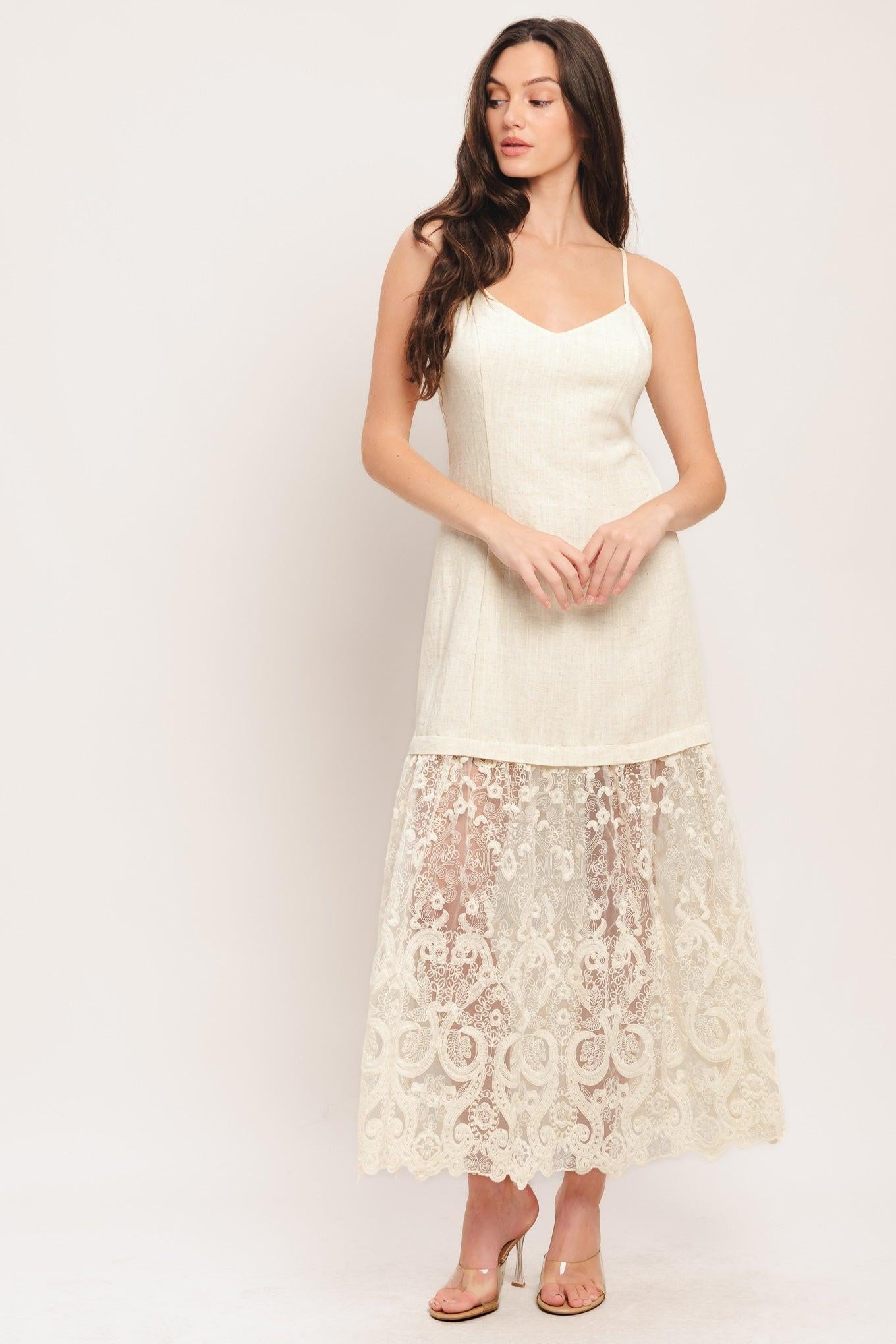 MILK PETAL WOVEN LACE MIDI DRESS - Glamourous Grace