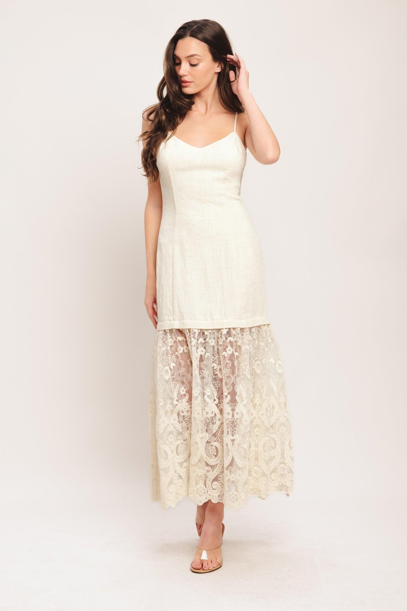 MILK PETAL WOVEN LACE MIDI DRESS - Glamourous Grace