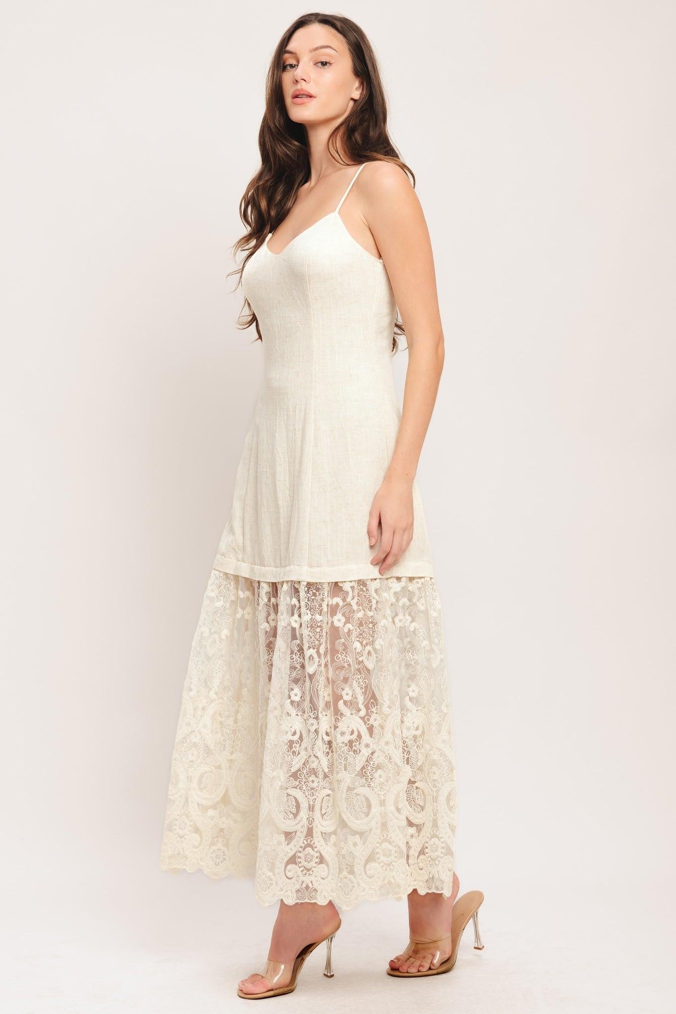 MILK PETAL WOVEN LACE MIDI DRESS - Glamourous Grace