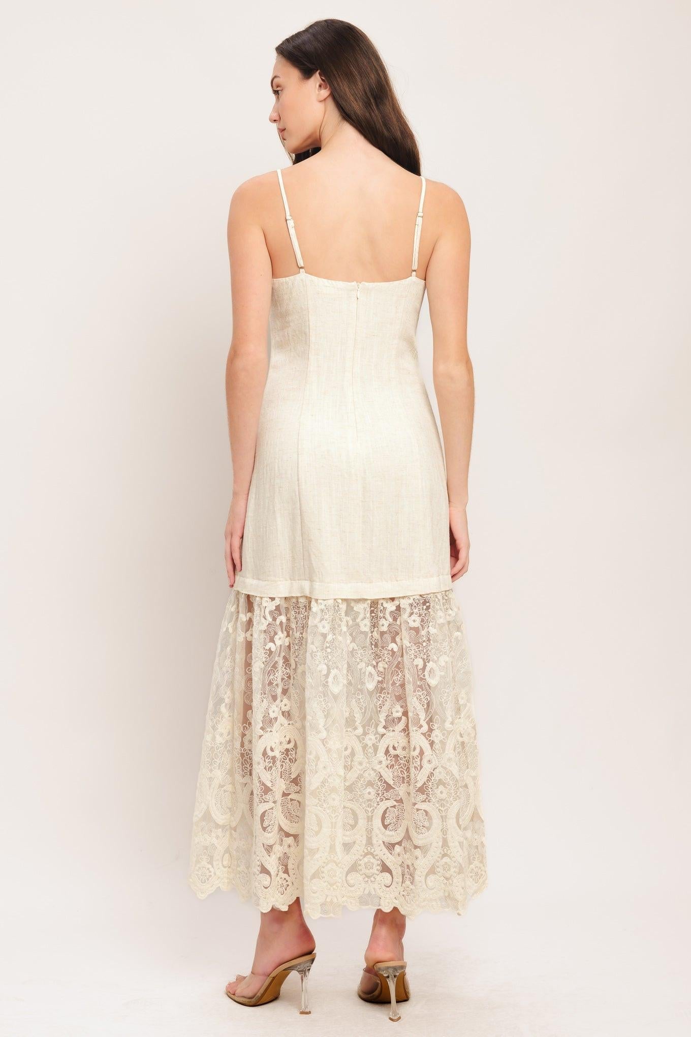 MILK PETAL WOVEN LACE MIDI DRESS - Glamourous Grace