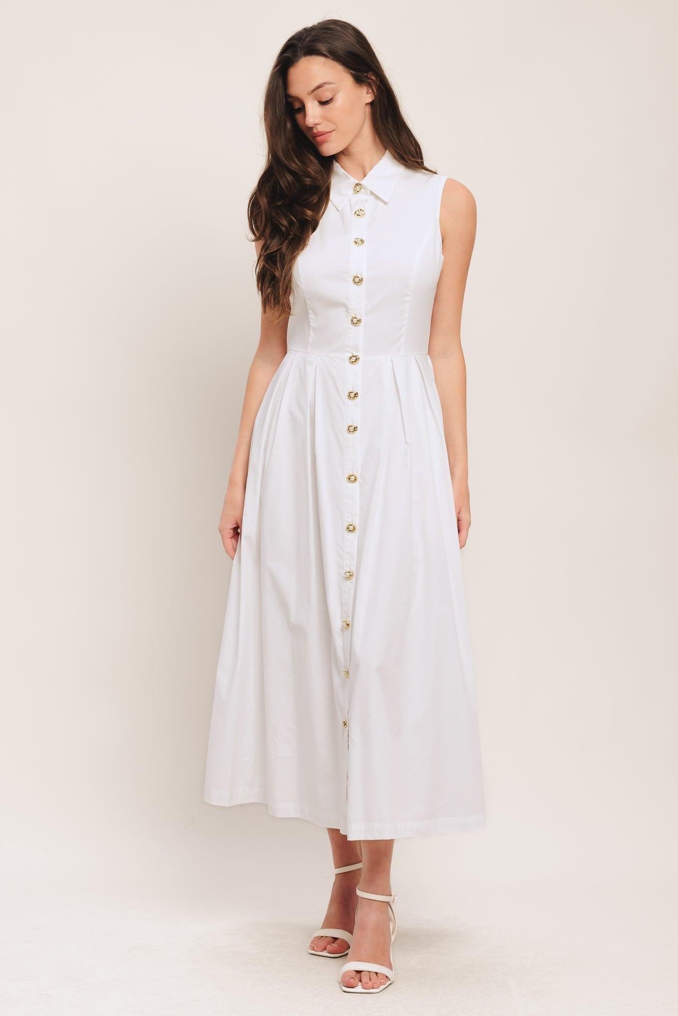 HEART OF WHITE WOVEN MIDI DRESS - Glamourous Grace