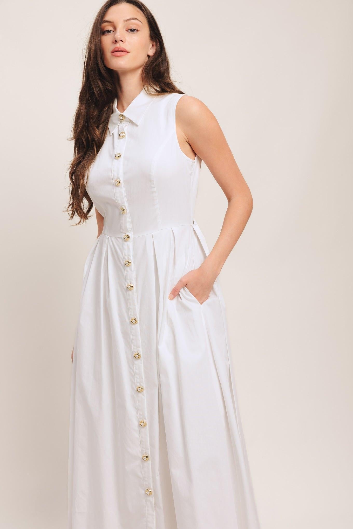 HEART OF WHITE WOVEN MIDI DRESS - Glamourous Grace