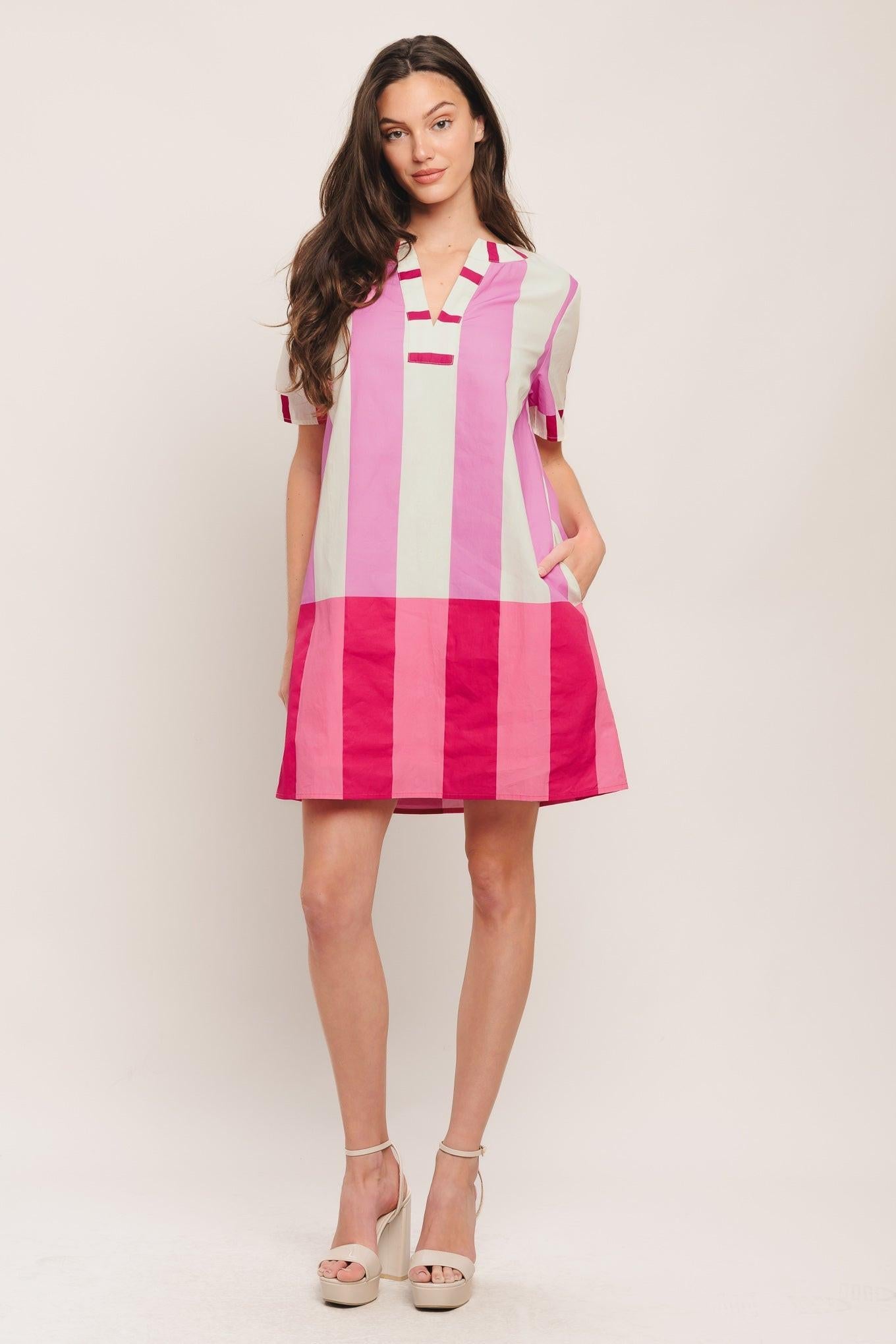 FRESH PINK WOVEN MINI DRESS - Glamourous Grace