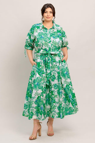 SIMPLY IN BLOOM WOVEN MIDI SHIRT DRESS - Glamourous Grace