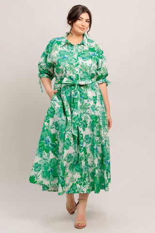 SIMPLY IN BLOOM WOVEN MIDI SHIRT DRESS - Glamourous Grace