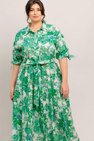 SIMPLY IN BLOOM WOVEN MIDI SHIRT DRESS - Glamourous Grace