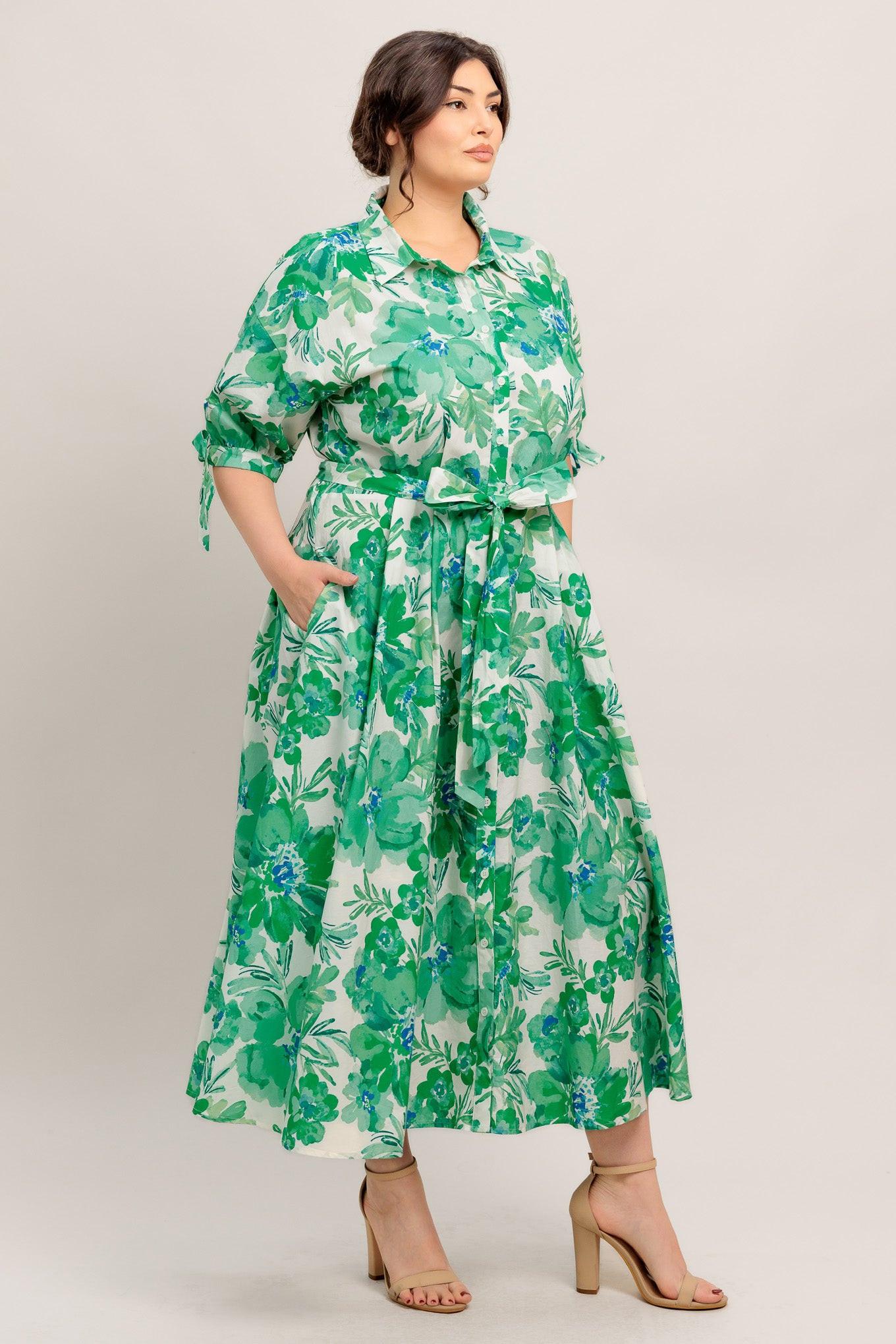 SIMPLY IN BLOOM WOVEN MIDI SHIRT DRESS - Glamourous Grace