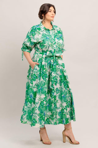 SIMPLY IN BLOOM WOVEN MIDI SHIRT DRESS - Glamourous Grace