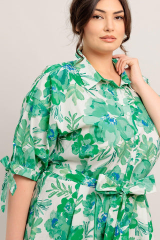 SIMPLY IN BLOOM WOVEN MIDI SHIRT DRESS - Glamourous Grace