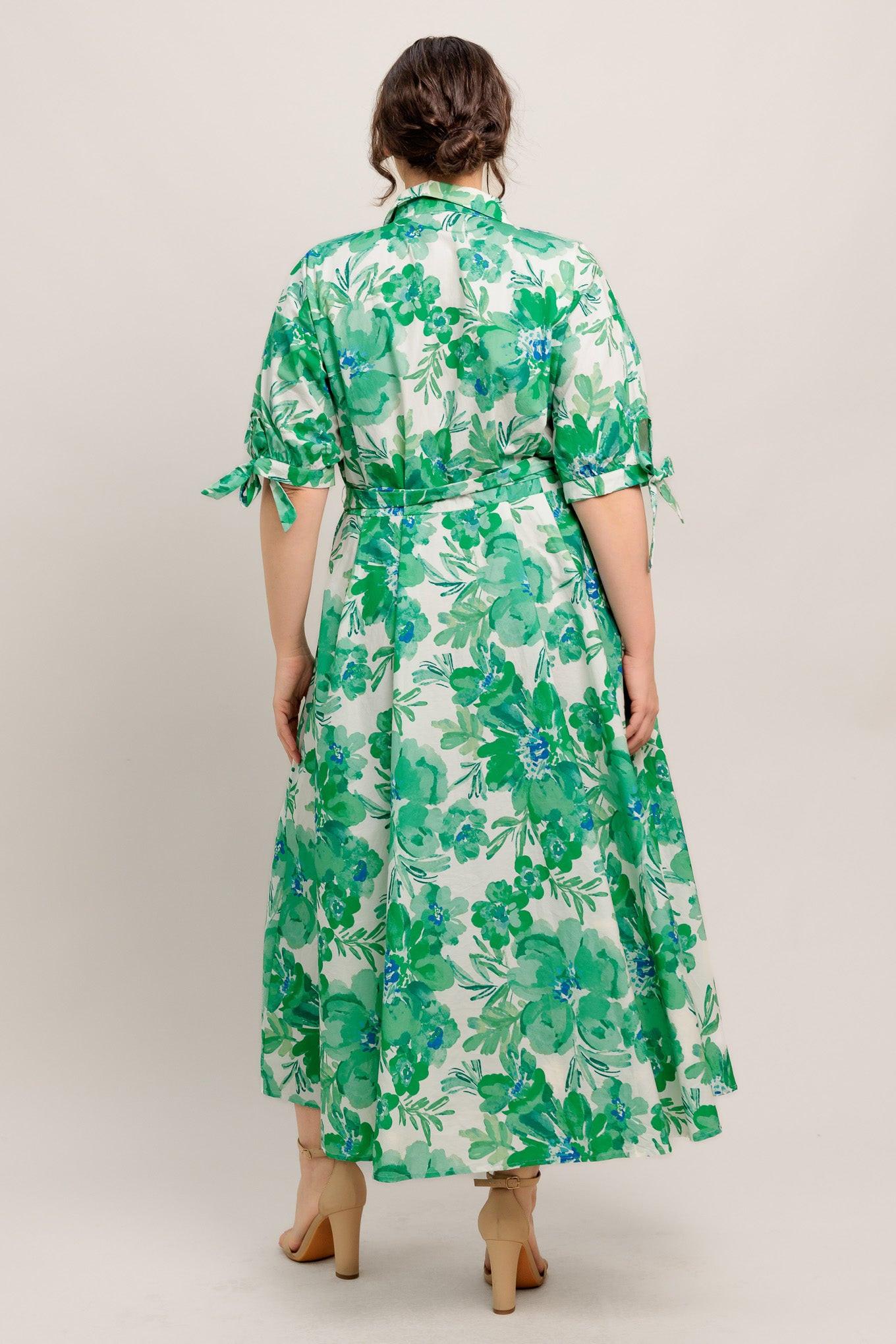 SIMPLY IN BLOOM WOVEN MIDI SHIRT DRESS - Glamourous Grace