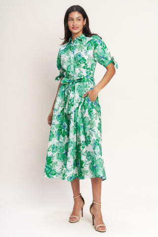 SIMPLY IN BLOOM WOVEN MIDI SHIRT DRESS - Glamourous Grace