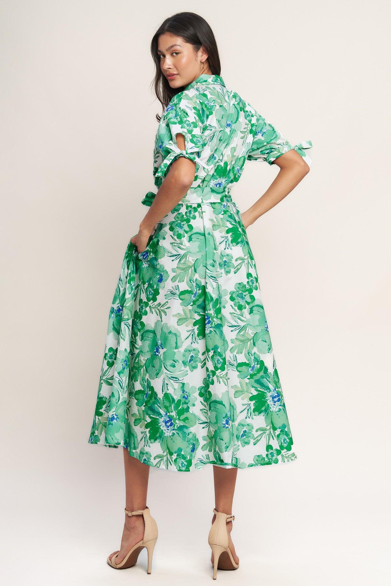 SIMPLY IN BLOOM WOVEN MIDI SHIRT DRESS - Glamourous Grace