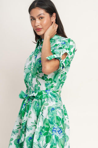 SIMPLY IN BLOOM WOVEN MIDI SHIRT DRESS - Glamourous Grace