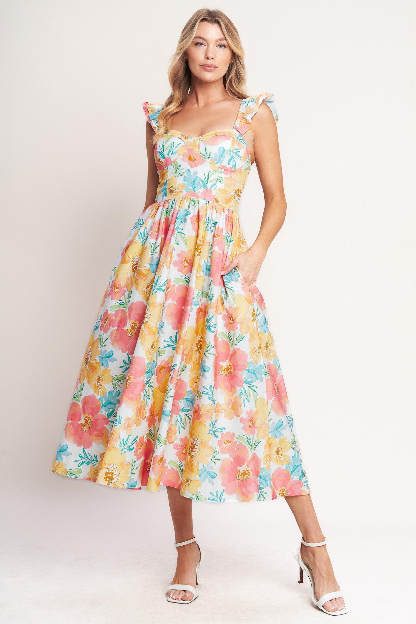 SOFT SUNSHINE WOVEN MIDI DRESS - Glamourous Grace