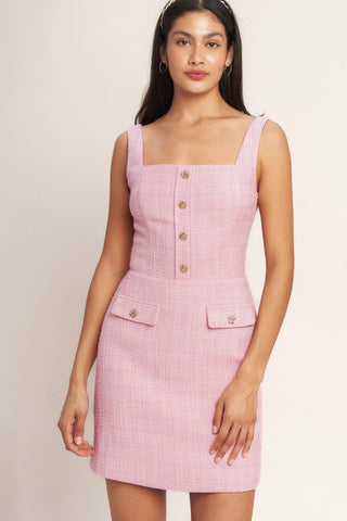 ON MY WAY PINK  WOVEN TWEED MINI DRESS - Glamourous Grace