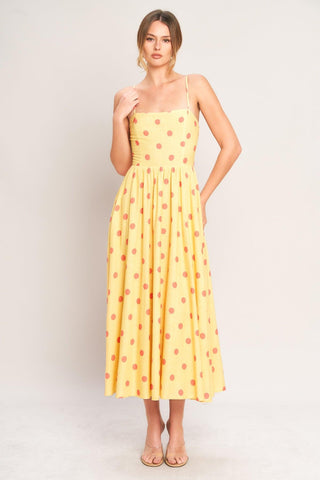 GOLDEN SUMMER POLKA WOVEN MIDI DRESS - Glamourous Grace