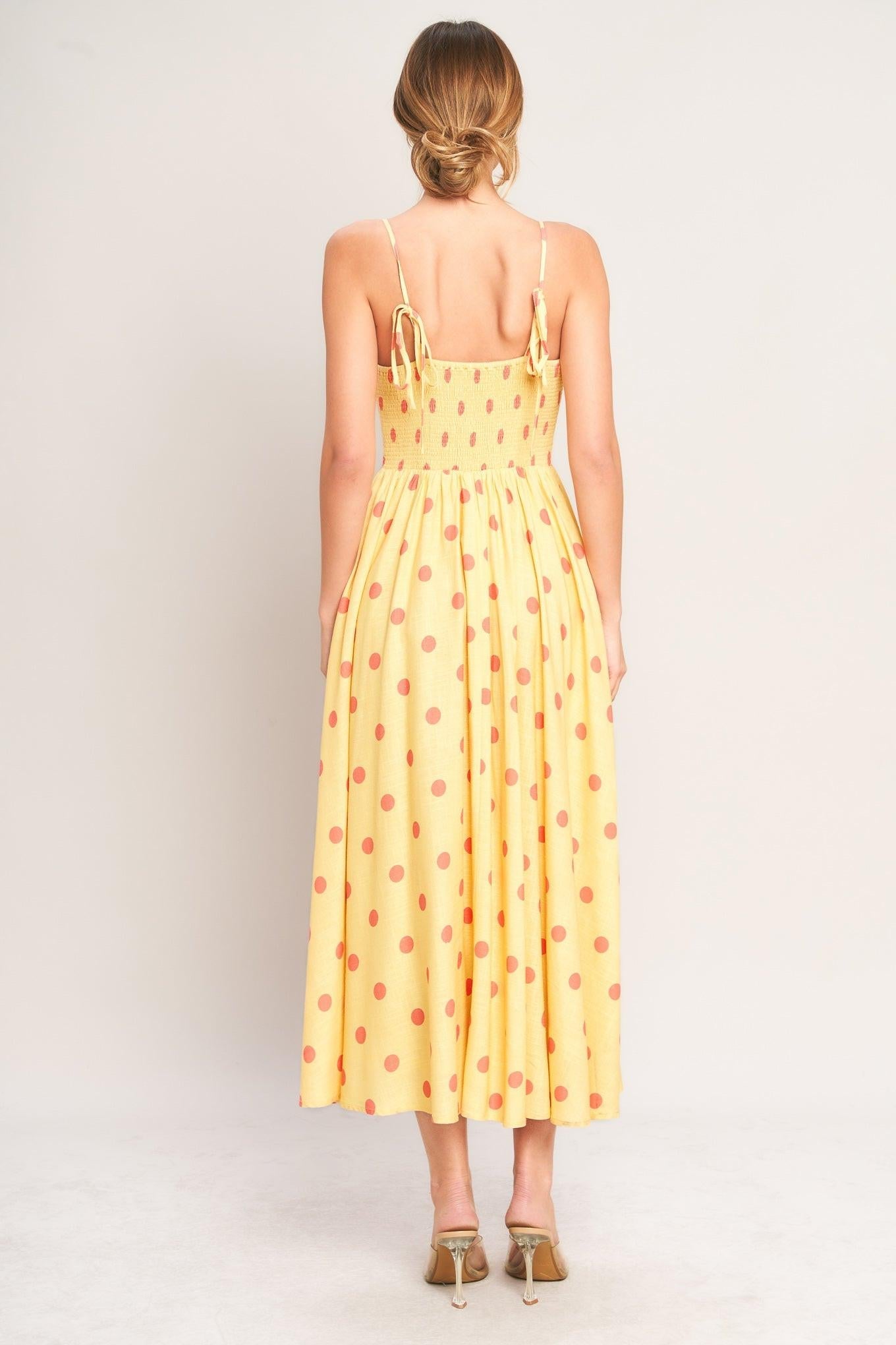 GOLDEN SUMMER POLKA WOVEN MIDI DRESS - Glamourous Grace